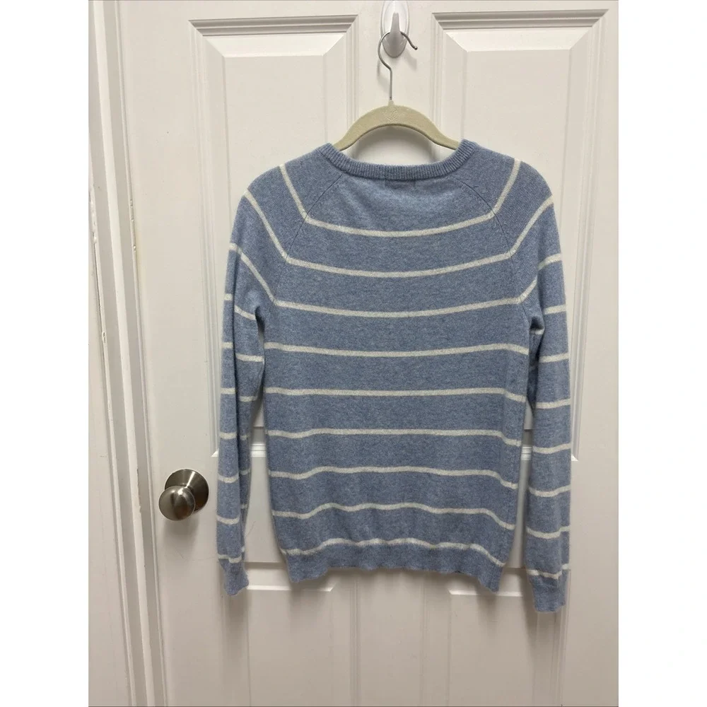 Philosophy Cashmere Crew Neck Stripes Blue/‎ White Sweater sz Small